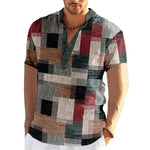 Men's Linen Print Cardigan Top – Loose Fit Spring Autumn Shirt, S–6XL