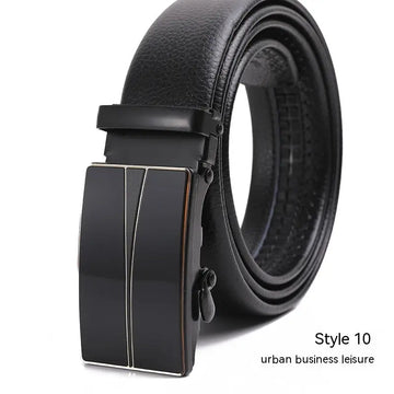 Men's Fashion Automatic Buckle Litchi Pattern Belt meifu market