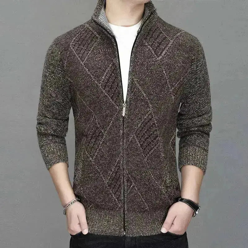cashmere blend cardigan | thick knitted jacket | mens zipper sweater | ultrasonic cleaning
