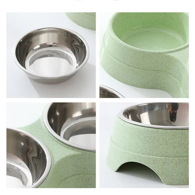 Double Pet Bowls Dog Food Water Feeder Stainless Steel Pet Drinking Dish Feeder Cat Puppy Feeding Supplies Small Dog Accessories Meifu Market