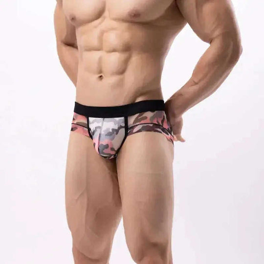 Men's Double-Layer Mesh Briefs Breathable Color Block Underwear Meifu Market