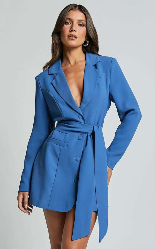 Women's Lace Up Long Sleeve Coat Slim Fit Mid-Length Jacket Meifu Market