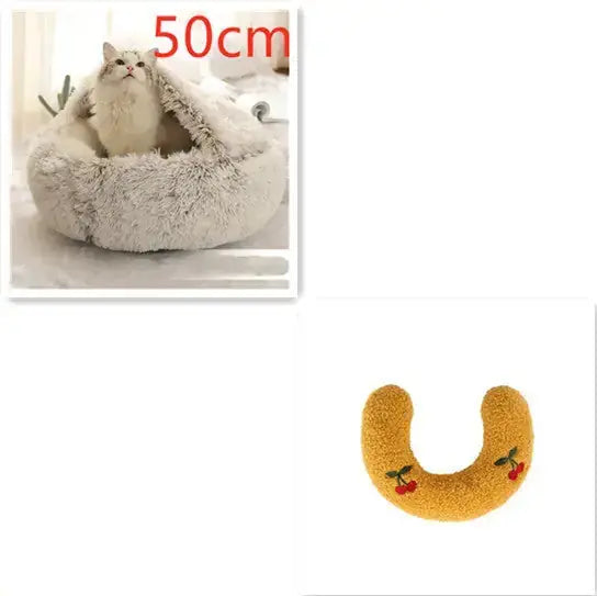 2-in-1 Dog & Cat Bed - Round Plush Warm Winter Pet House Meifu Market