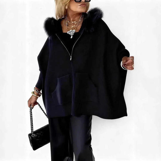 Ins Plush Hooded Cardigan Fashion Warm Pockets Zip-up Knitted Jacket Casual Outerwear Batwing Sleeve Sweater Women's Cloth...