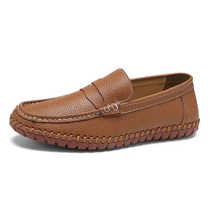 Hand-stitched Bottom Lazy Slip On Men's Casual Leather Shoes Meifu Market