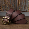 Fashion Pin Buckle Pure Copper Men's Cowhide Vintage Belt Meifu Market