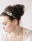 European and American high-end wedding bride Pearl crystal ornament jewelry crown hair headdress handmade jewelry trade