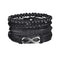 braided leather bracelet for men | vintage charm wood beads | adjustable wrap wristband | ultrasonic cleaning