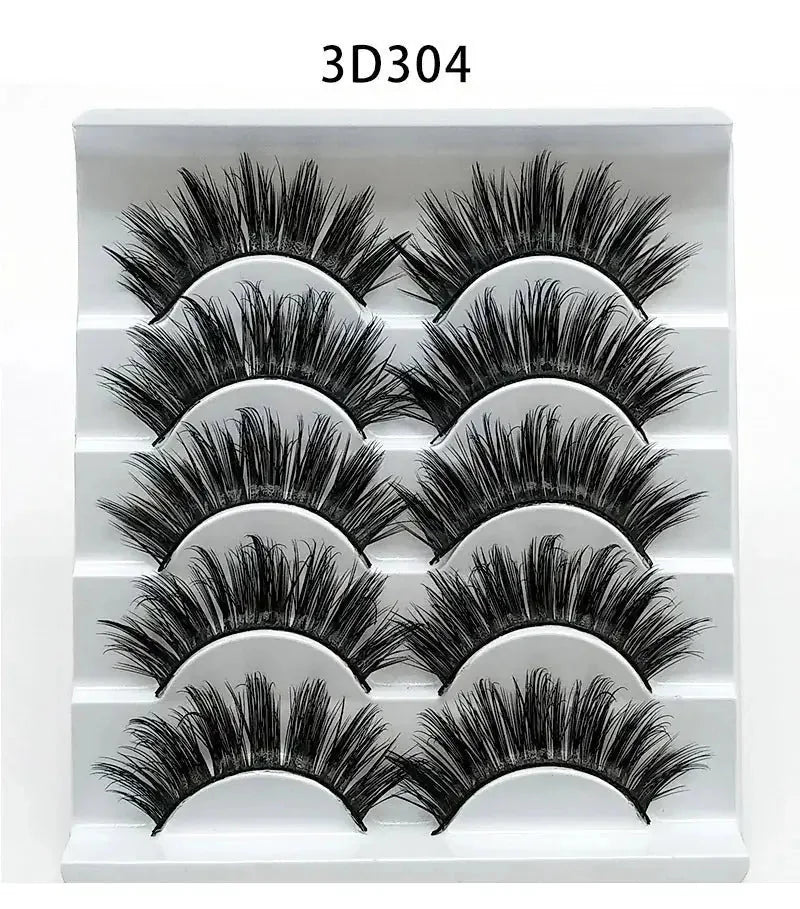 soft cotton stalk lashes | 3d mink effect eyelashes | five pairs multipack | ultrasonic cleaning