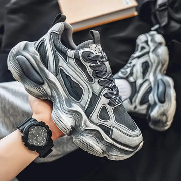 Personalized Brush Color Mesh Casual Height Increasing Men's Sneaker Meifu Market