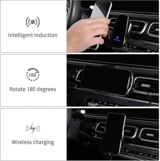 30W Wireless Car Charger - Magnetic Mount Phone Holder for iPhone & Samsung - close-up