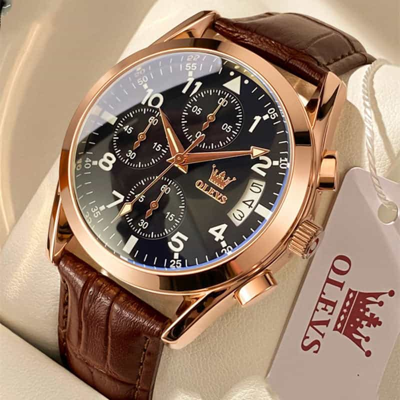 OLEVS Luxury Mens Watches Waterproof Luminous Quartz 