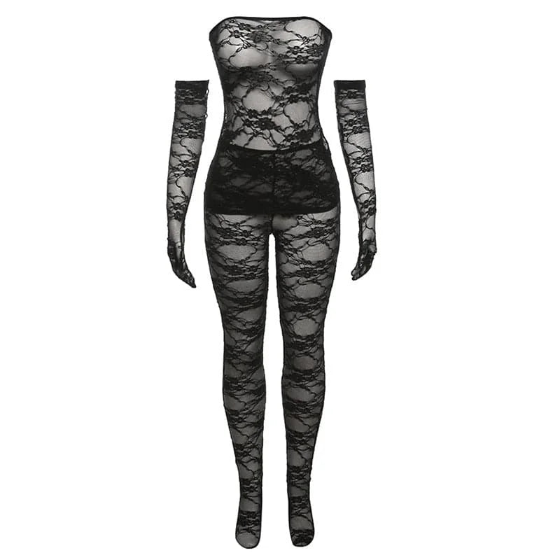 lace tube top for women | high waist body stocking | tight long pants suit | energy saving