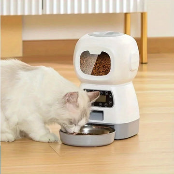 timed automatic pet feeder | large capacity pet feeder | visible food level feeder | energy saving