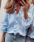 European and American new long-sleeved ruffled shirt Meifu Market