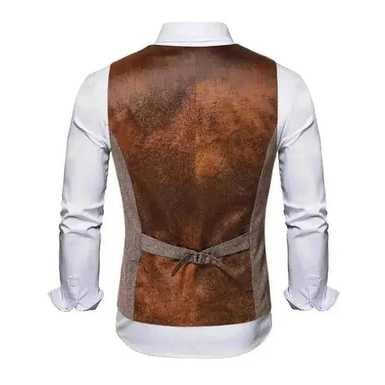 A Simple And Casual British Style Vest In Contrasting Colors For Men Without Straps - view 7 (pattern: solid, check |...