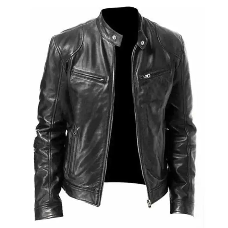genuine pu leather jacket | slim fit leather coat | waterproof faux leather jacket | energy saving