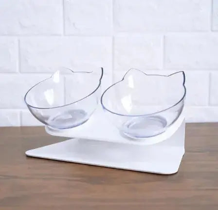 New Inclined Food Cat Ear Oblique Mouth Transparent Single Pet Bowl Meifu Market