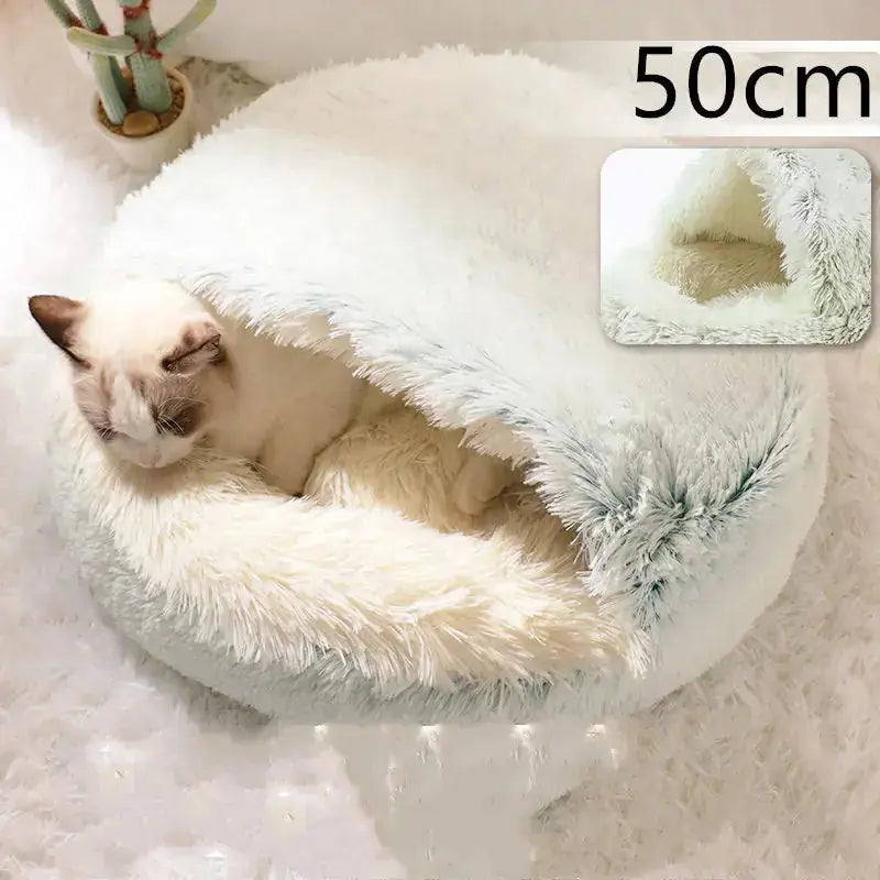 2-in-1 Dog & Cat Bed - Round Plush Warm Winter Pet House Meifu Market