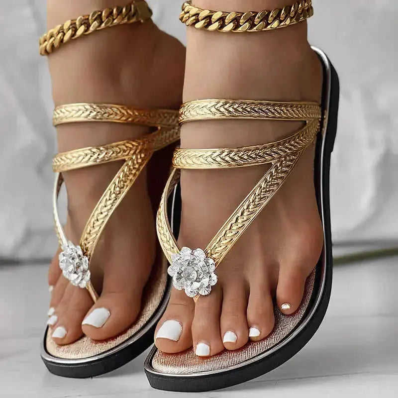 Floral Pattern Flip-Flops Comfortable Casual Summer Beach Slippers - Anklet Not Included Meifu Market