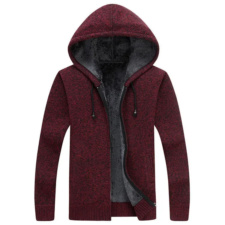 thick cotton cardigan | hooded winter coat | fleece lined jacket | ultrasonic cleaning