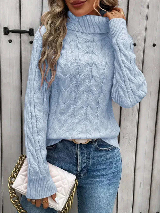 Women's Cable-knit Turtleneck Sweater Meifu Market