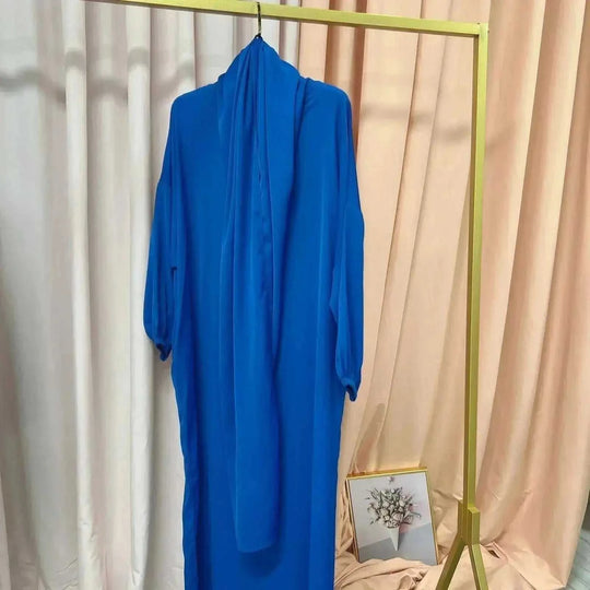 long sleeve abaya dress | plus size modest wear | cotton blend robe dress | energy saving