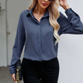 Solid Color Casual Loose Long Sleeve Shirt Dark Button Chiffon Shirt Meifu Market