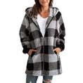 Women's Plaid Hooded Jacket, Long Sleeve Zip Up Oversized Coat With Pockets For Winter Casual And Commute Meifu Market