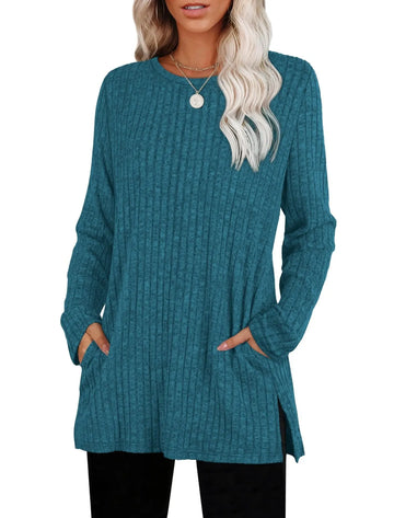 European And American Style Women Sweater Sunken Stripe Round Neck