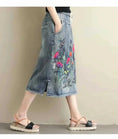 plus size embroidered denim skirt | heavy embroidery maxi skirt | ethnic style denim skirt | energy saving