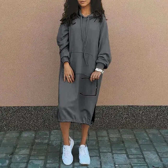 Casual Long-sleeved Hooded Sweater With Pocket Fashion Drawstring Long Sweatshirt Womens Clothing Meifu Market
