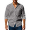 long sleeve stand collar shirt | mens casual shirt with pockets | cotton linen blend shirt | energy saving