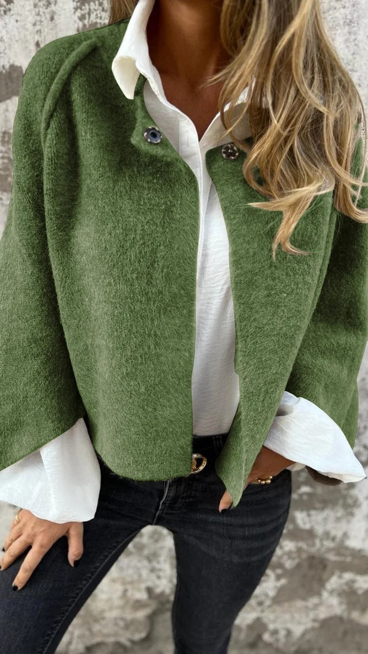 Women's Batwing Sleeve Cardigan Ins Fashion Cropped Jacket Tops Autumn And Winter Loose Short Cashmere Coat Meifu Market