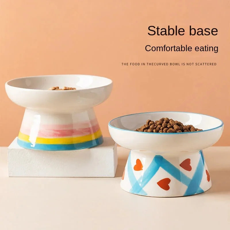 ceramic pet bowl | elevated dog bowl | inclined cat dish | ultrasonic cleaning