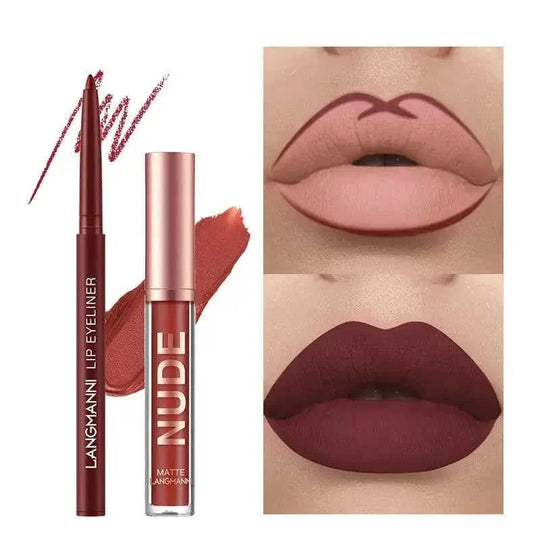 Lip Liner And Lipstick Makeup 12 Pcs Set 6 Matte Lipstick 6 Lip Liner Pens Waterproof Long Lasting Matte Lipstick Beauty C...