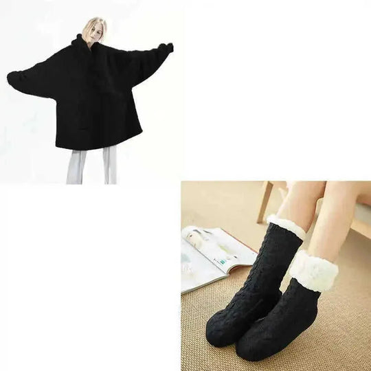 double-sided fleece hoodie | oversized pocket sweatshirt | wearable blanket hoodie | energy saving