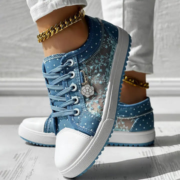 Floral Embroidered Polka Dot Print Sneakers Meifu Market