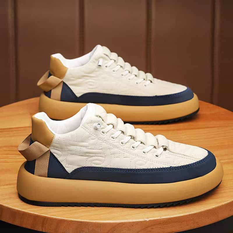 Trendy Color-blocked Sports Shoes Casual Lace Up Sneakers For Men Fashion Comfortable Versatile Thick-soled Walking Running Shoes