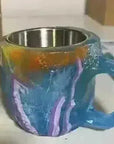 400ml Resin Crystal Coffee Mug - Elegant Mineral Design with Handle - view 19 (pattern: check)