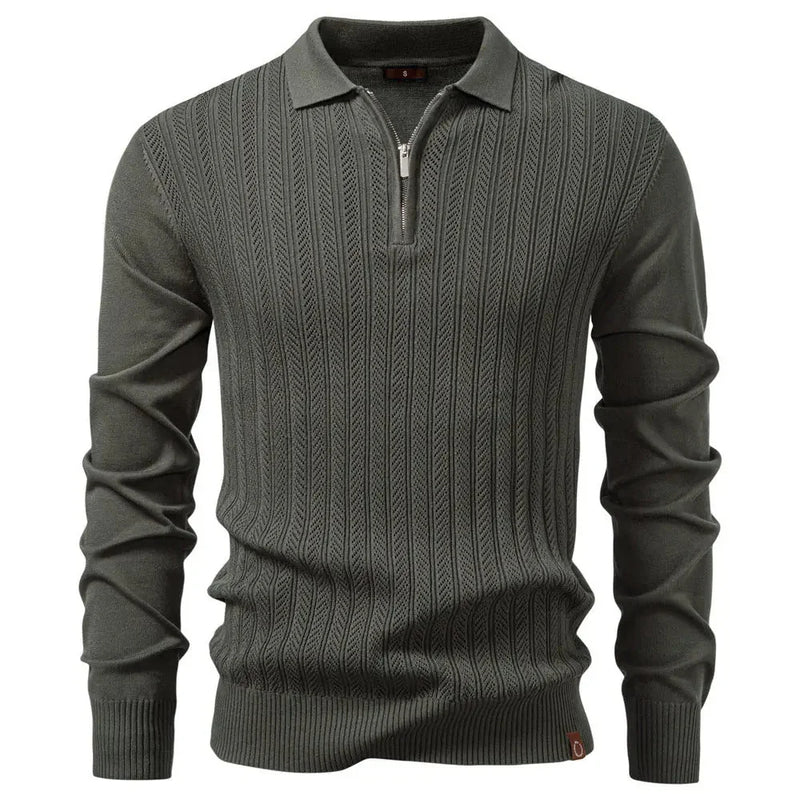 half-zip sweater for men | merino wool blend sweater | slim fit business casual | energy saving