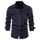 Cotton Japanese Corduroy Slim Casual Men's Shirt Red - texture and material detail