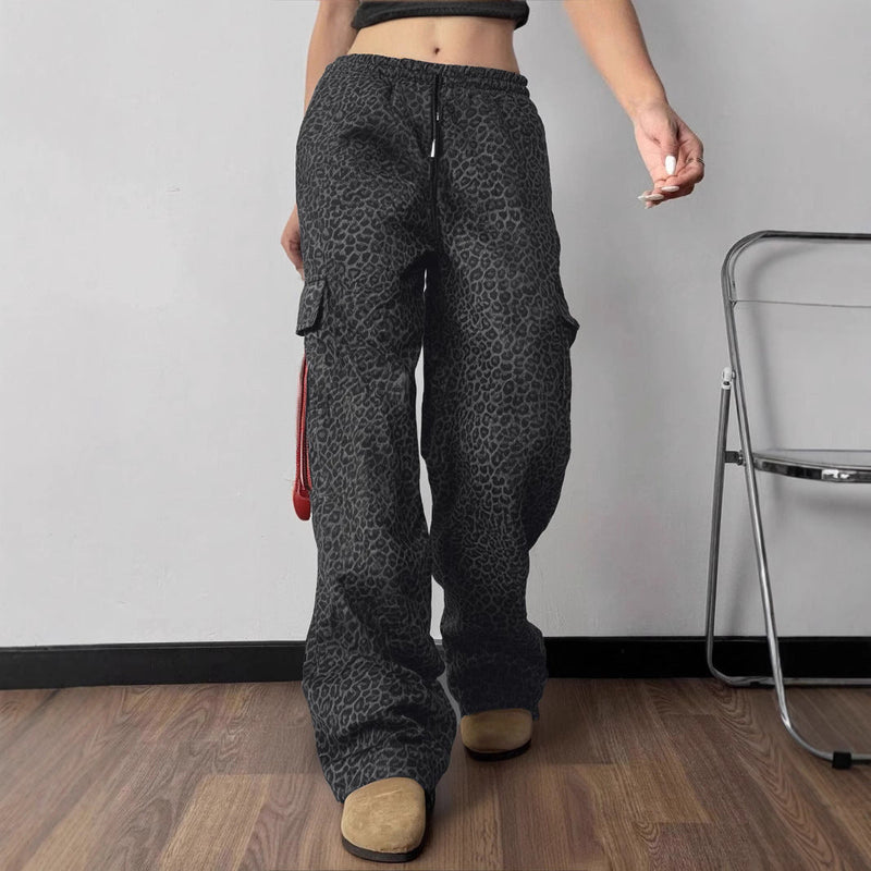 Printing Stylish Multi-pocket Street Overalls Loose-fit Tappered Trousers Meifu Market