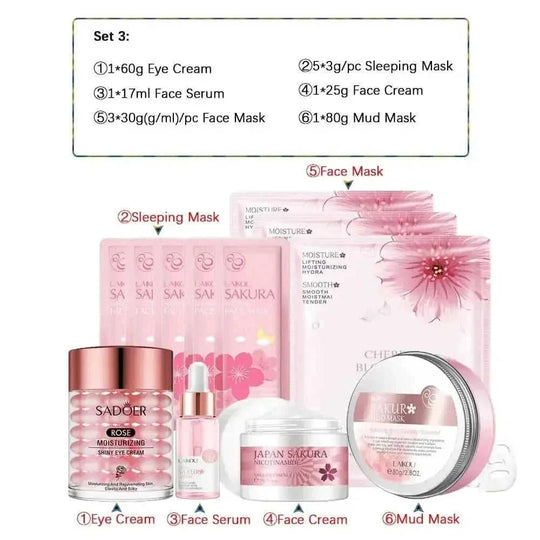 sakura-infused whitening cream | 24k gold anti-aging serum | complete facial skincare kit | energy saving