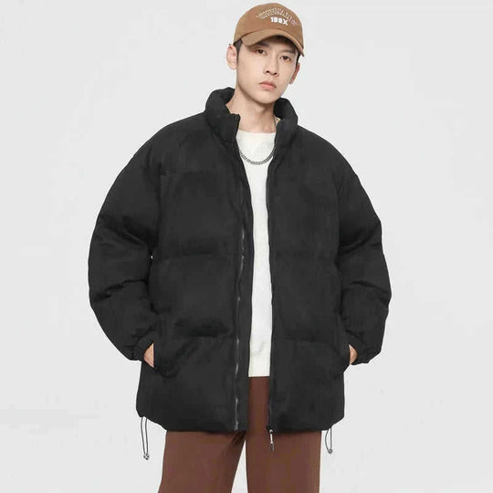 deerskin velvet jacket | quilted windproof coat | loose fit winter jacket | energy saving
