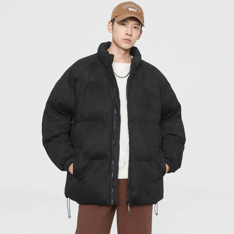 deerskin velvet jacket | quilted windproof coat | loose fit winter jacket | energy saving