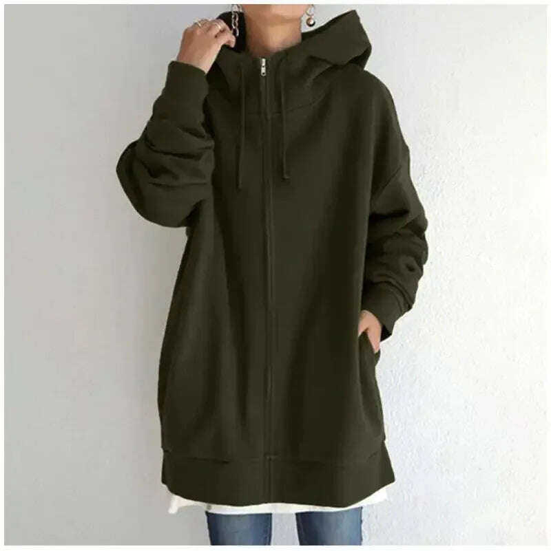 Women's Oversized Hooded Coat - Loose Fit Velvet Sweatshirt S-5XL Meifu Market