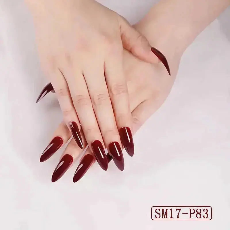 long-lasting gel material | extra long almond nails | salon-quality nail patches | ultrasonic cleaning