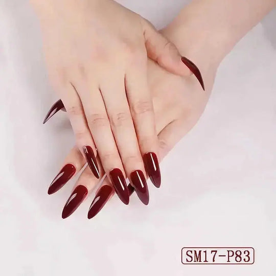 long-lasting gel material | extra long almond nails | salon-quality nail patches | ultrasonic cleaning