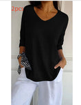 Solid Long Sleeve Sweater Slimming V-neckline Knitwear Women's Bottoming Shirt Meifu Market